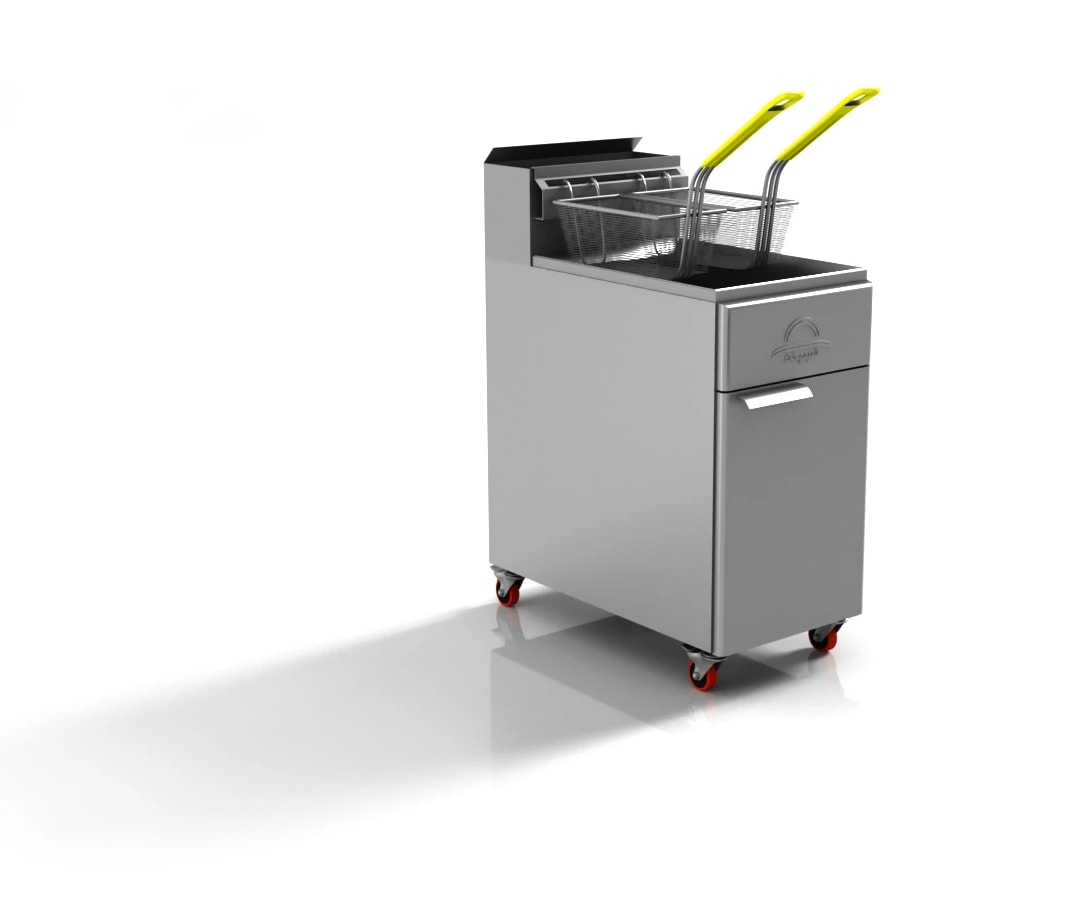 Commercial stainless steel deep fryer with frying baskets